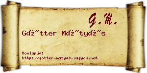Götter Mátyás névjegykártya